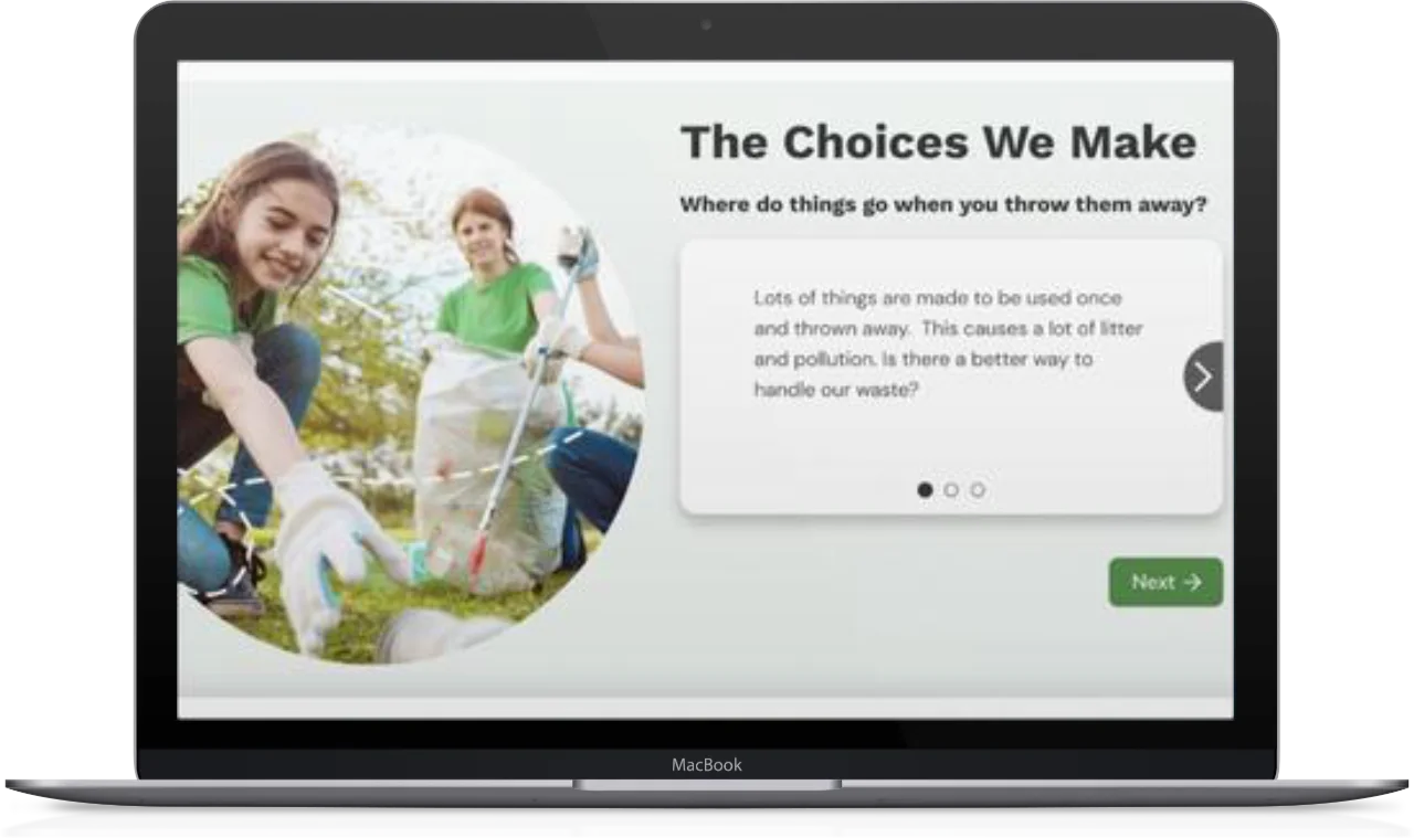 Macbook showing Sustainability Ready to Recycle screenshot