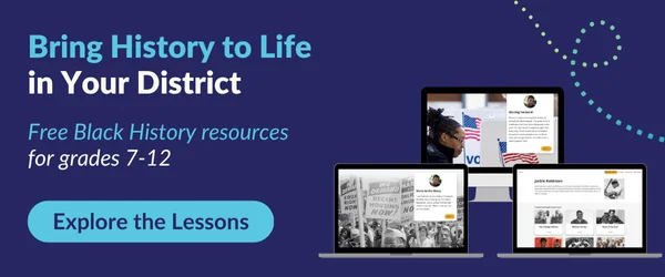 Laptops showing Everfi’s free K-12 Black History lessons for grades 7-12.